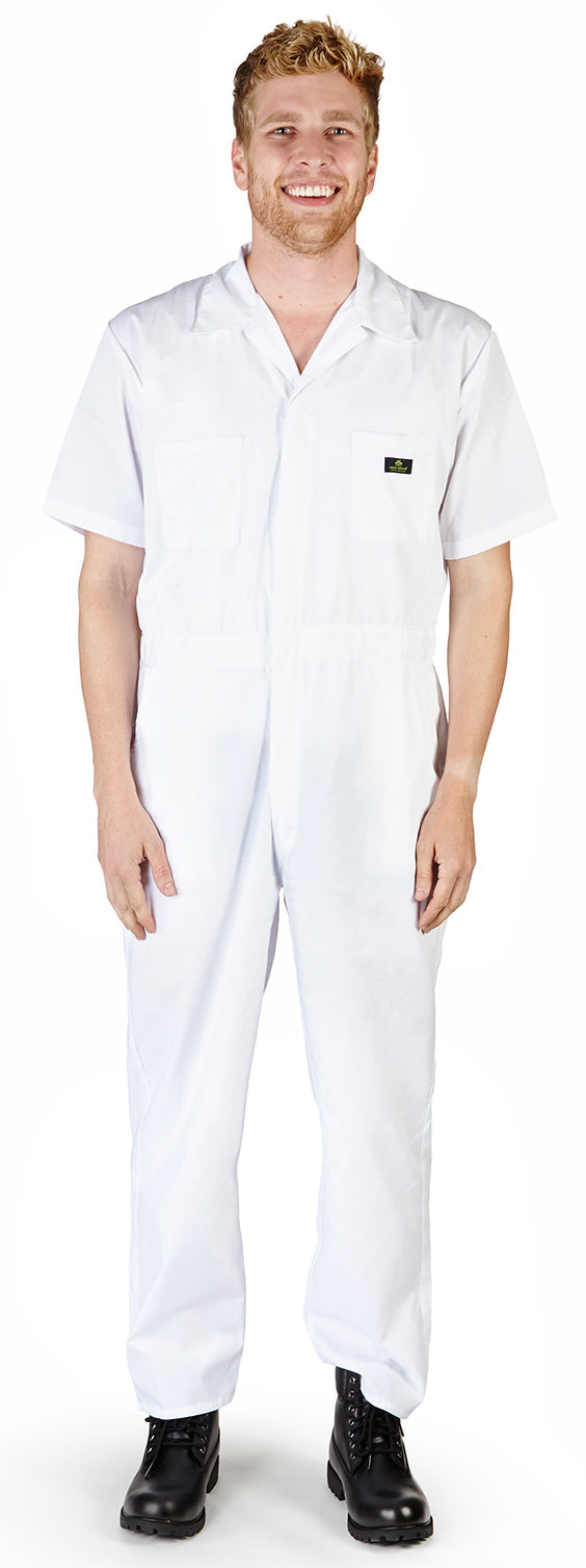 Natural Workwear Mens Short Sleeve Basic Blended Work Coverall XS - 4XL Order 1 Size Bigger