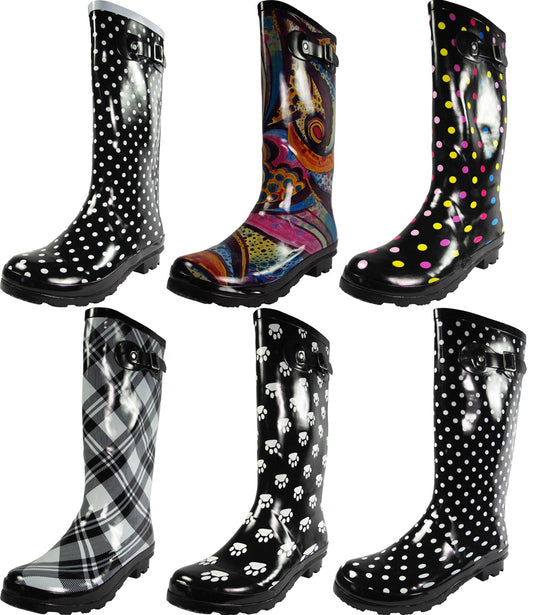 Norty Women’s Rain Boots Waterproof Hi-Calf 13 inch Rubber Garden Boot