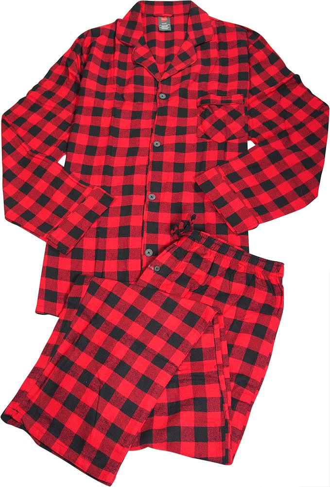 Hanes Big Mens Long Sleeve Flannel Pajama Set