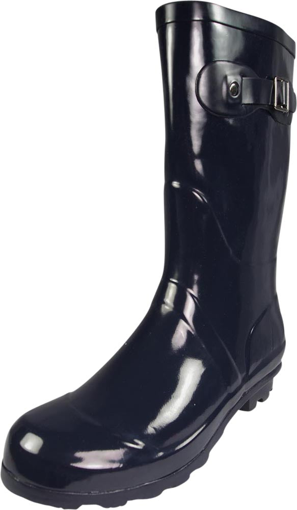 Norty Women's Hurricane Wellie - Glossy Matte Waterproof Mid-Calf Rainboots - Runs 1/2 Size Big