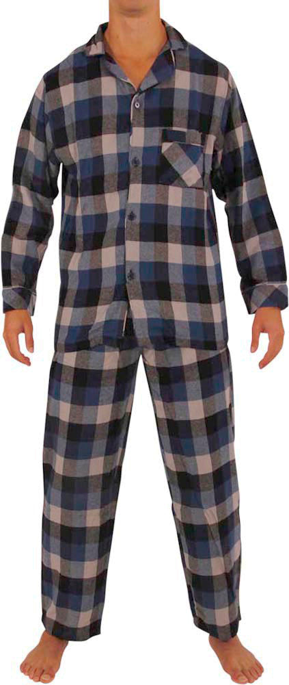 Norty Mens Cotton Blend Yarn Flannel Pajama Lounge Sleep Sets - 16 Prints Available