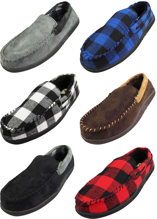 Norty Mens Moccasin Slip On Loafer Slipper Indoor/Outdoor Sole