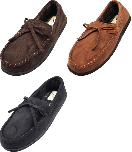 Norty Mens Moccasin Slip On Loafer Slipper Indoor/Outdoor Sole