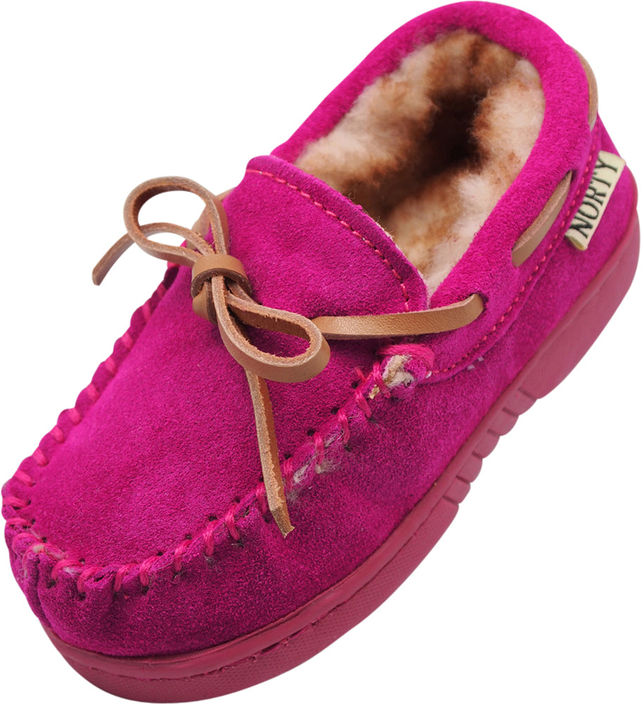 NORTY Toddler Boys Girls Unisex Suede Leather Moccasin Slip on Slippers