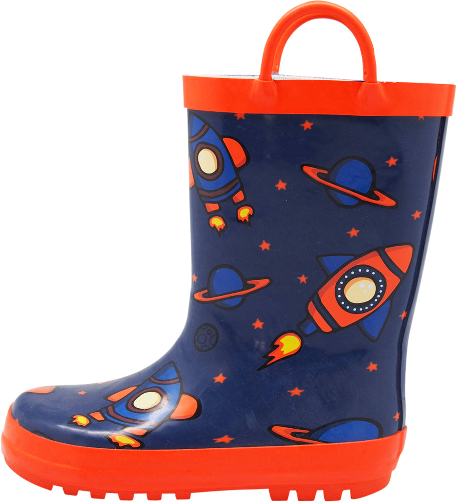 Norty Toddlers Kids Boys Girls Waterproof Rubber Printed Rain Boots -13 Patterns