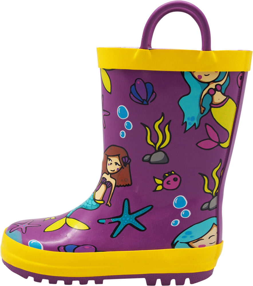 Norty Toddlers Kids Boys Girls Waterproof Rubber Printed Rain Boots -13 Patterns