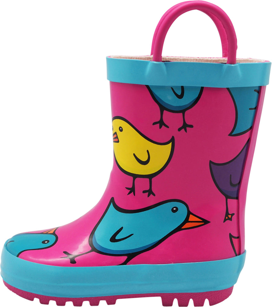 Norty Big Kids Boys Girls Waterproof Rubber Printed Rain Boots - 12 Patterns