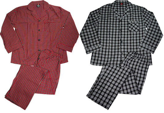 Hanes Men's Woven Cotton Blend Long Sleeve Plaid Sleepwear Pajama Set, 40290