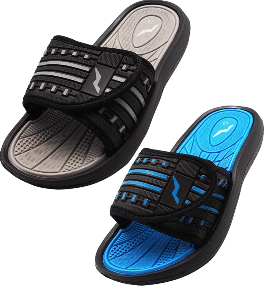 Norty Boy's Summer Comfort Casual Slide Flat Strap Shower Sandals Slip On Shoes