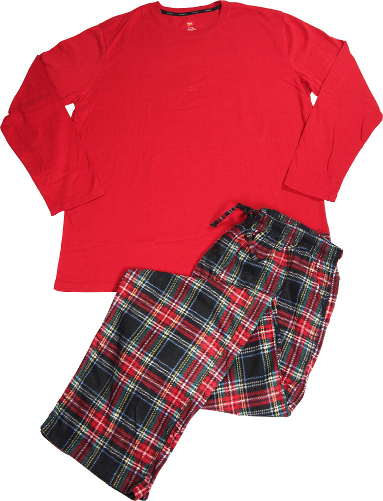 Hanes Men's Jersey Knit and Microfleece Sleep Lounge Pajama Pant Set, 40492