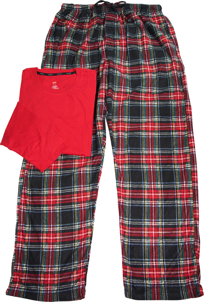 Hanes Men's Jersey Knit and Microfleece Sleep Lounge Pajama Pant Set, 40492