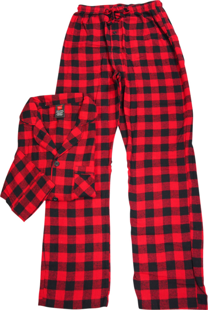 Hanes Big Mens Long Sleeve Flannel Pajama Set