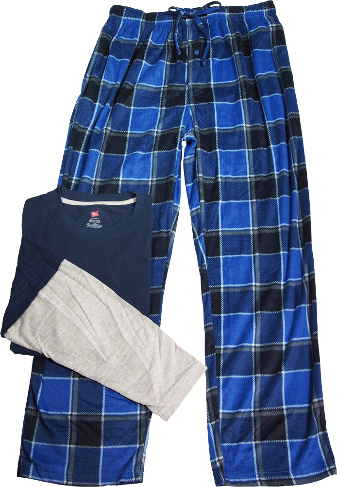 Hanes Men's Jersey Knit and Microfleece Sleep Lounge Pajama Pant Set, 40492