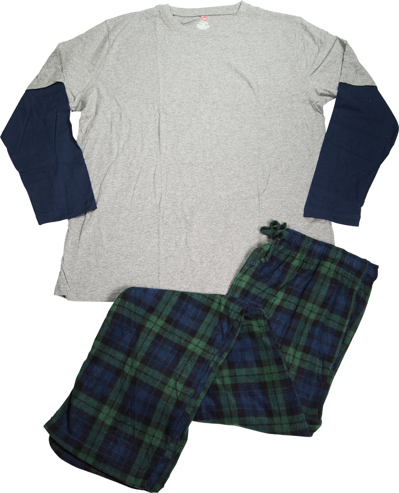 Hanes Men's Jersey Knit and Microfleece Sleep Lounge Pajama Pant Set, 40492