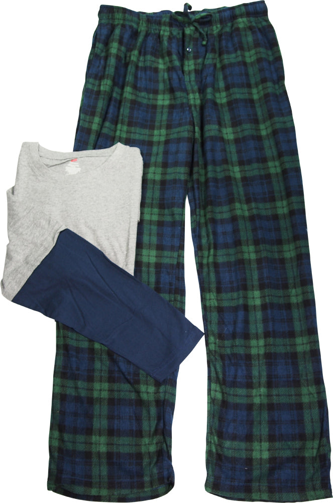 Hanes Men's Jersey Knit and Microfleece Sleep Lounge Pajama Pant Set, 40492