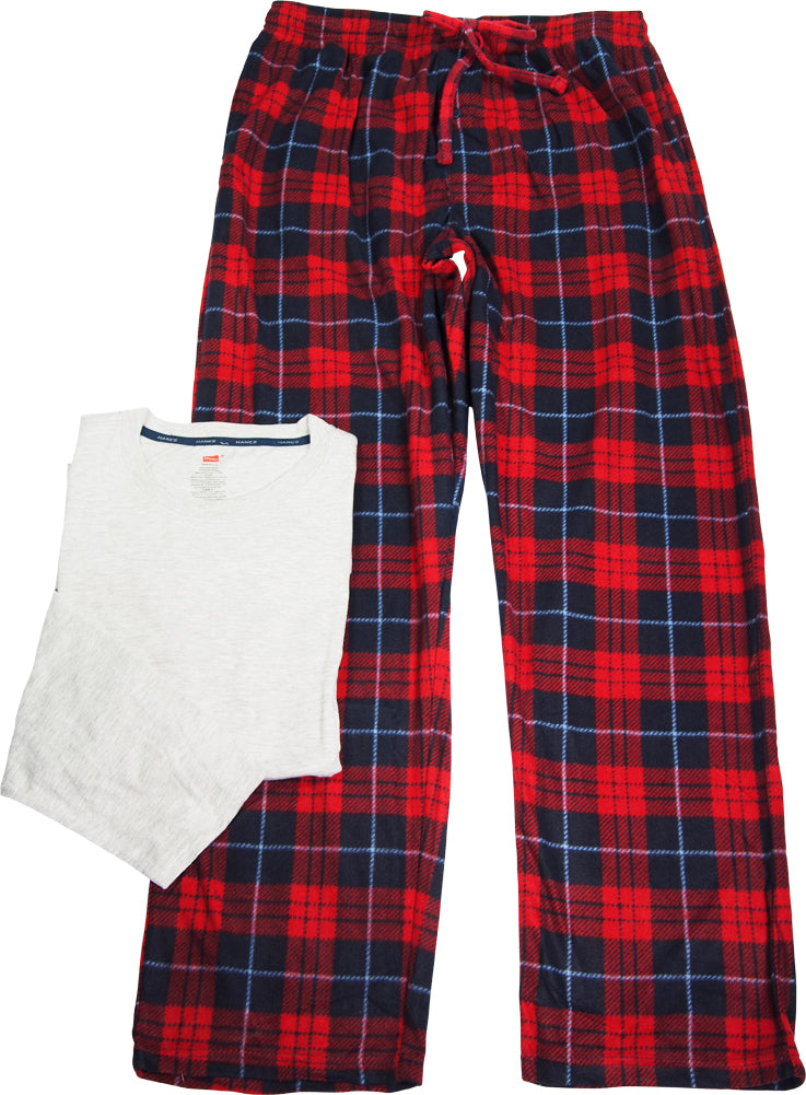 Hanes Men's Jersey Knit and Microfleece Sleep Lounge Pajama Pant Set, 40492