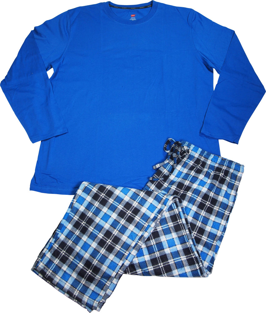 Hanes Men's Jersey Knit and Microfleece Sleep Lounge Pajama Pant Set, 40492