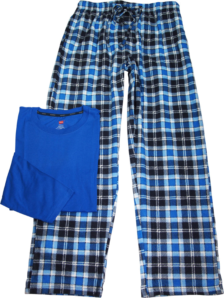 Hanes Men's Jersey Knit and Microfleece Sleep Lounge Pajama Pant Set, 40492