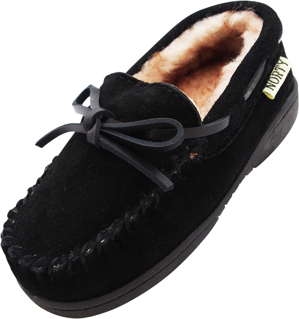 NORTY Toddler Boys Girls Unisex Suede Leather Moccasin Slip on Slippers