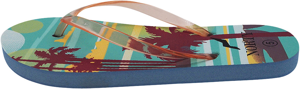 Norty Women's Graphic Print Flip Flop Thong Sandal for Beach, Pool or Everyday - Runs One Size Small