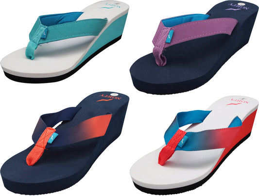 Norty Women's Platform Wedge Soft Cushioned Footbed Flip Flop Thong Sandal - Runs One Size Small