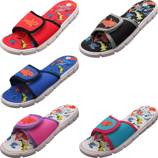 NORTY Boy's Girl's Unisex Slide Strap Sports Shower Beach Pool Sandal - Runs One Size Small