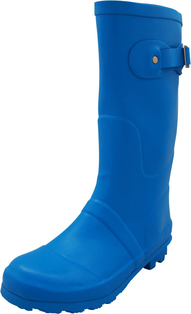 Norty Women's Hurricane Wellie - Glossy Matte Waterproof Mid-Calf Rainboots - Runs 1/2 Size Big