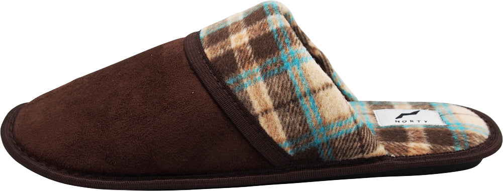 Norty Mens Slippers Slip-On Indoor Outdoor Scuffs - Faux Suede, Fleece or Ribbed Knit