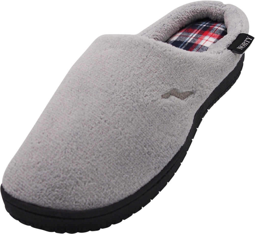 Norty Mens Slippers - Memory Foam Mule and Clog Slippers - Faux Suede, Microfiber or Flannel