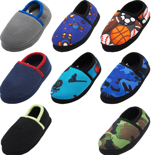 Norty Little Kid / Big Kid Boy's Fleece Memory Foam Slip On Indoor Slippers Shoe, 40833