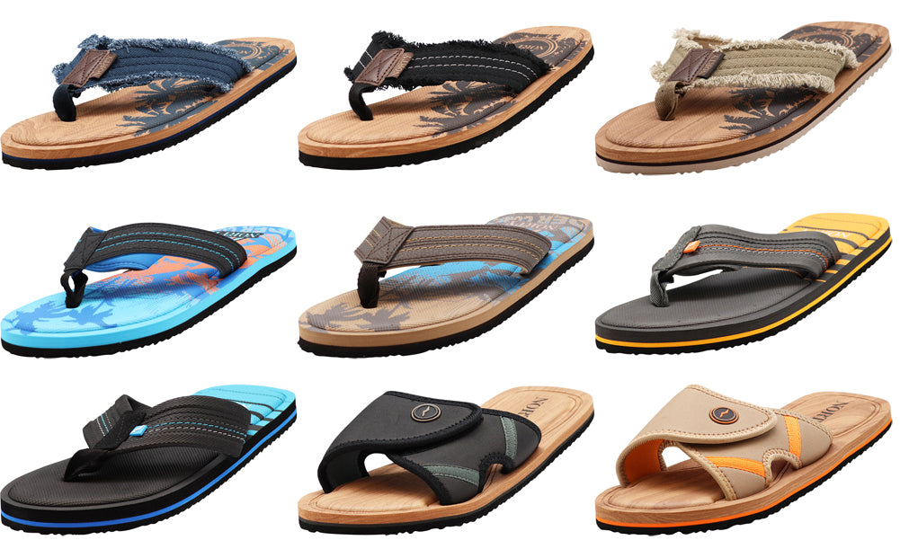 NORTY Men's Memory Foam Footbed Sandals - for Beach, Pool, Shower