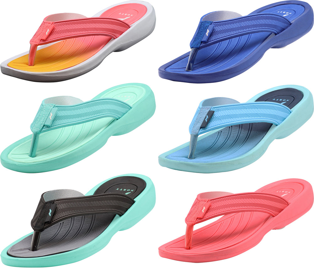 NORTY - Women's Thong Flip Flop Sandals Casual for Beach, Pool, Shower - Runs 1 Size Small