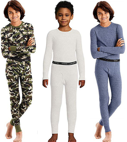 Hanes Boy's X-Temp Thermal Underwear Sets - Solids and Printed - Preshrunk