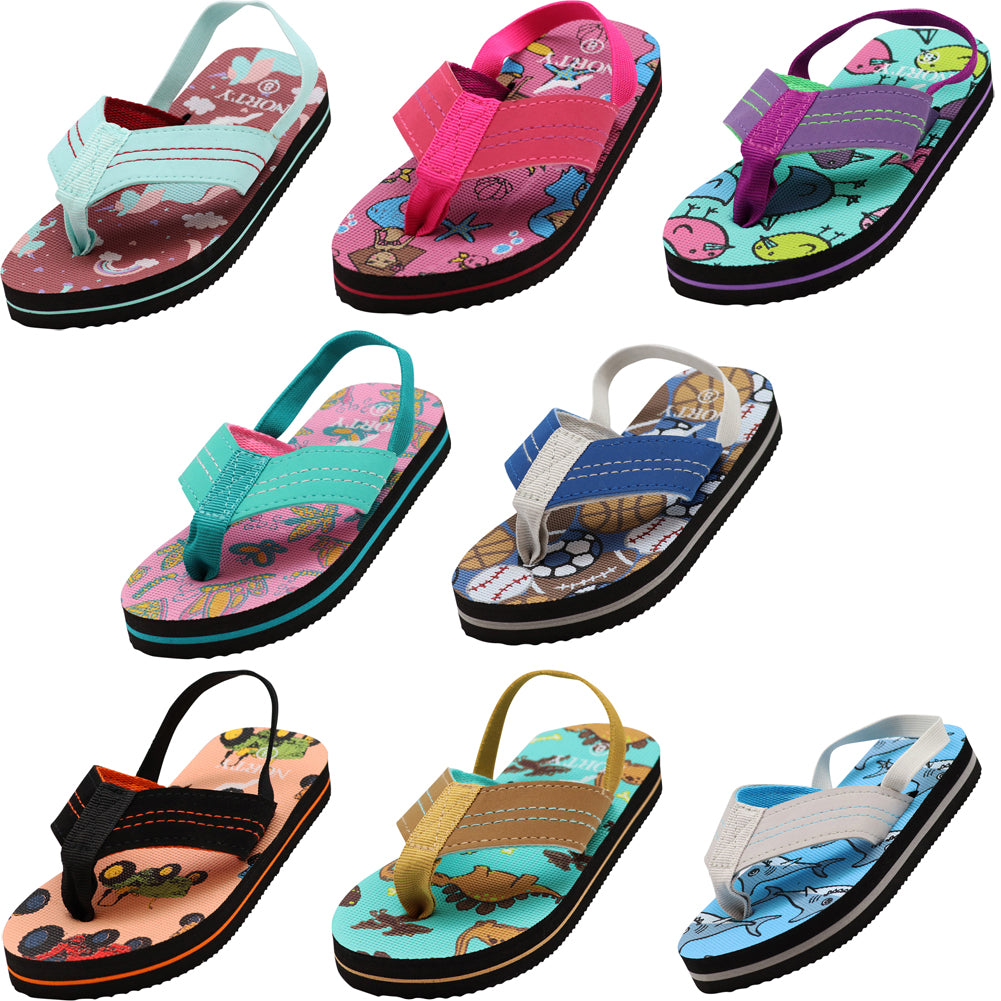 Norty Toddler Flip Flops for Kids Baby Boys Girls Elastic Slingback Flat Sandal