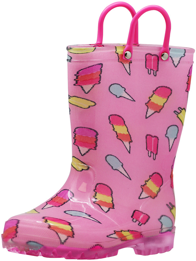 Norty Toddlers Girls Waterproof PVC Light Up Rain Boots