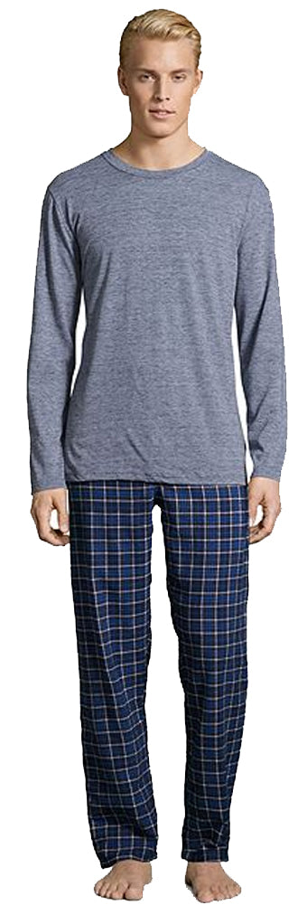 Hanes Big Mens Jersey Flannel Sleep Lounge Pajama Set