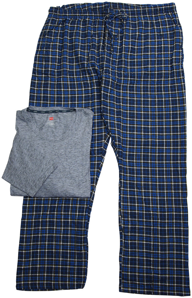 Hanes Big Mens Jersey Flannel Sleep Lounge Pajama Set