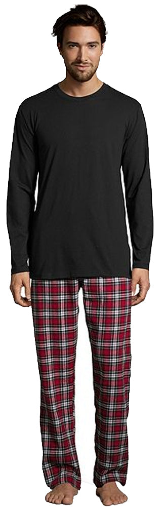 Hanes Big Mens Jersey Flannel Sleep Lounge Pajama Set