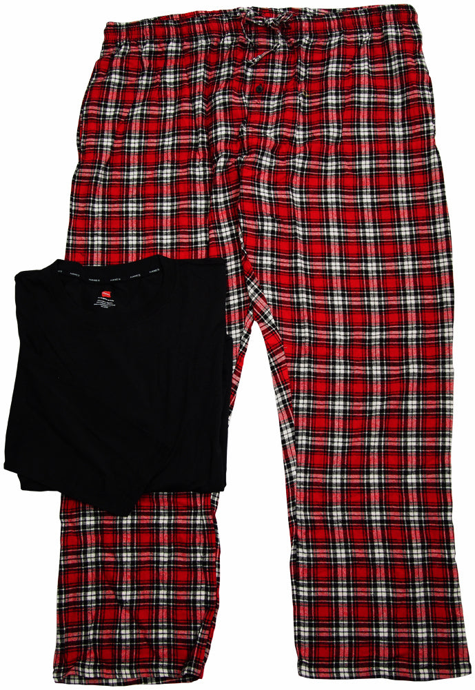 Hanes Big Mens Jersey Flannel Sleep Lounge Pajama Set