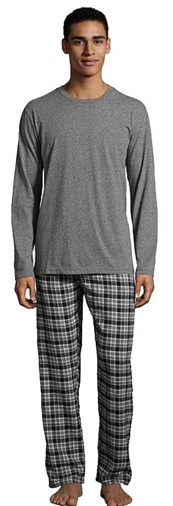 Hanes Big Mens Jersey Flannel Sleep Lounge Pajama Set