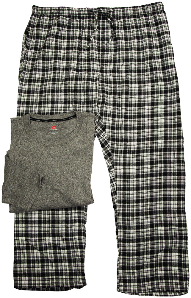 Hanes Big Mens Jersey Flannel Sleep Lounge Pajama Set