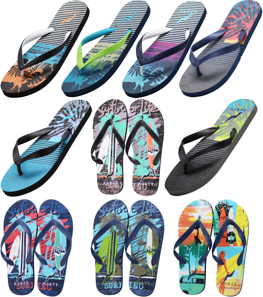 Norty Men's Casual Beach Pool Everyday Flip Flop Thong Sandal Shoe