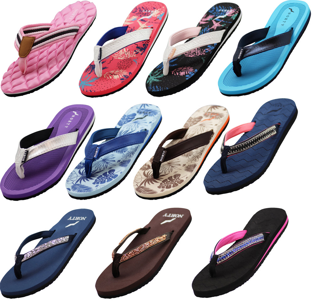 Norty Women's Beach, Pool, Everyday Flip Flop Thong Sandal - Choose your style