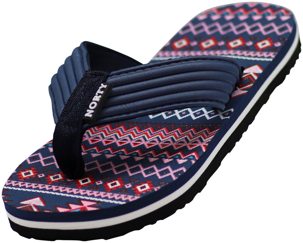 NORTY Girl's Casual Flip Flop Sandals For Beach, Pool or Everyday Runs 1 Size Small