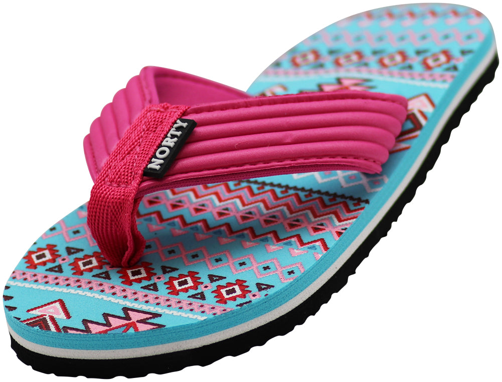 NORTY Girl's Casual Flip Flop Sandals For Beach, Pool or Everyday Runs 1 Size Small