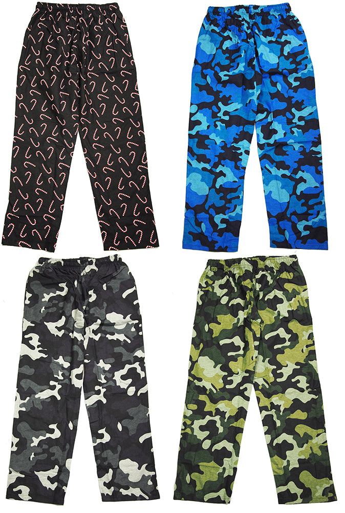 NORTY Men's 100% Cotton Printed Flannel Sleep Lounge Pajama Pant - 4 Prints