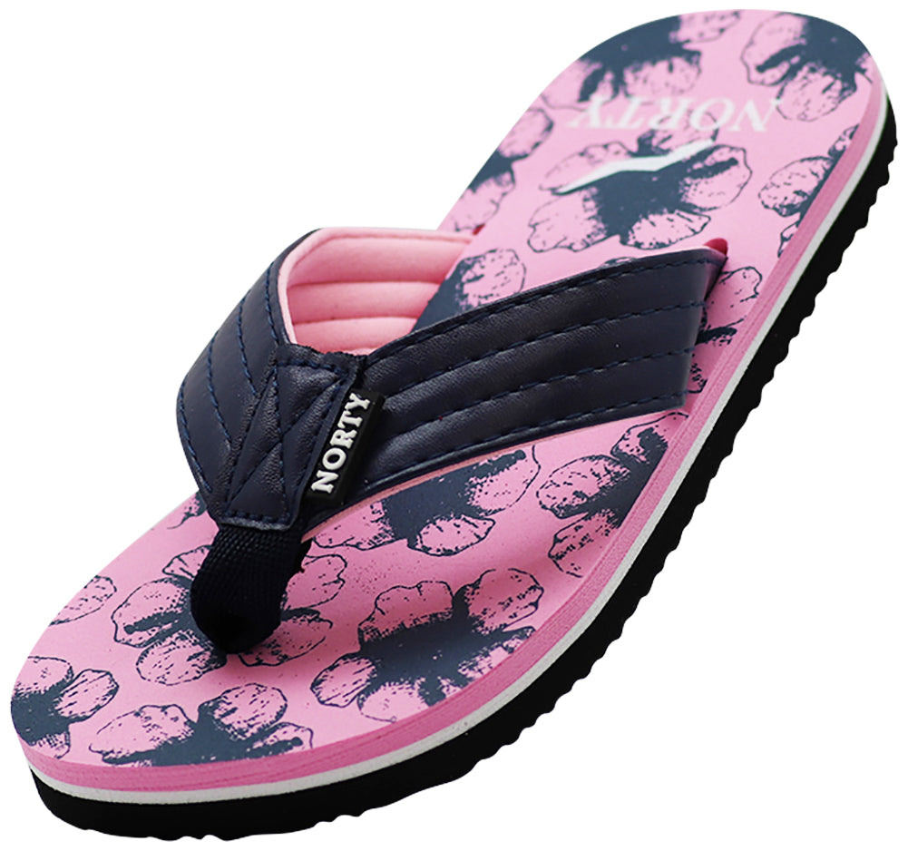 NORTY Girl's Casual Flip Flop Sandals For Beach, Pool or Everyday Runs 1 Size Small