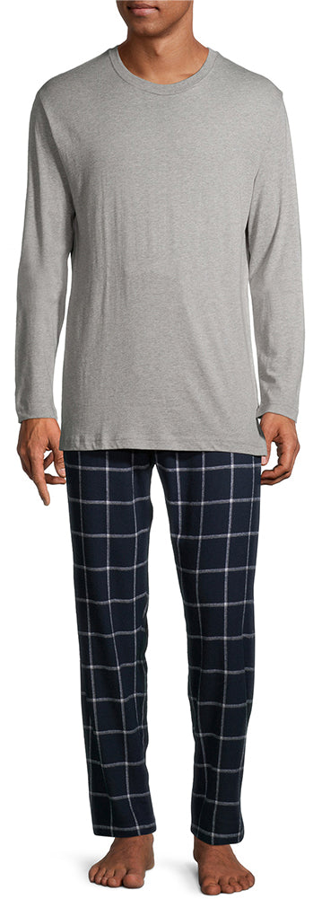 Hanes Big Mens Jersey Flannel Sleep Lounge Pajama Set