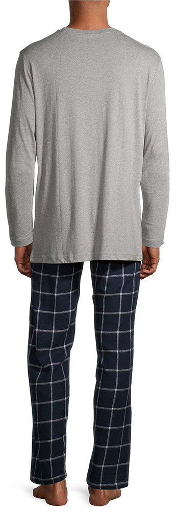 Hanes Big Mens Jersey Flannel Sleep Lounge Pajama Set