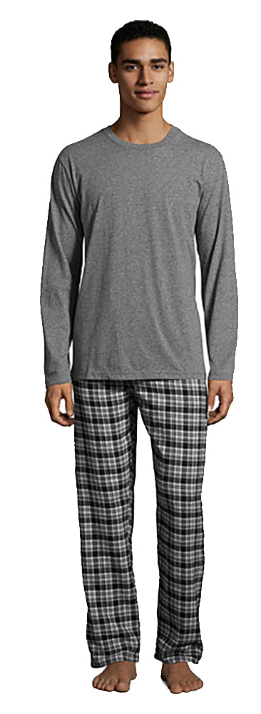 Hanes Big Mens Jersey Flannel Sleep Lounge Pajama Set